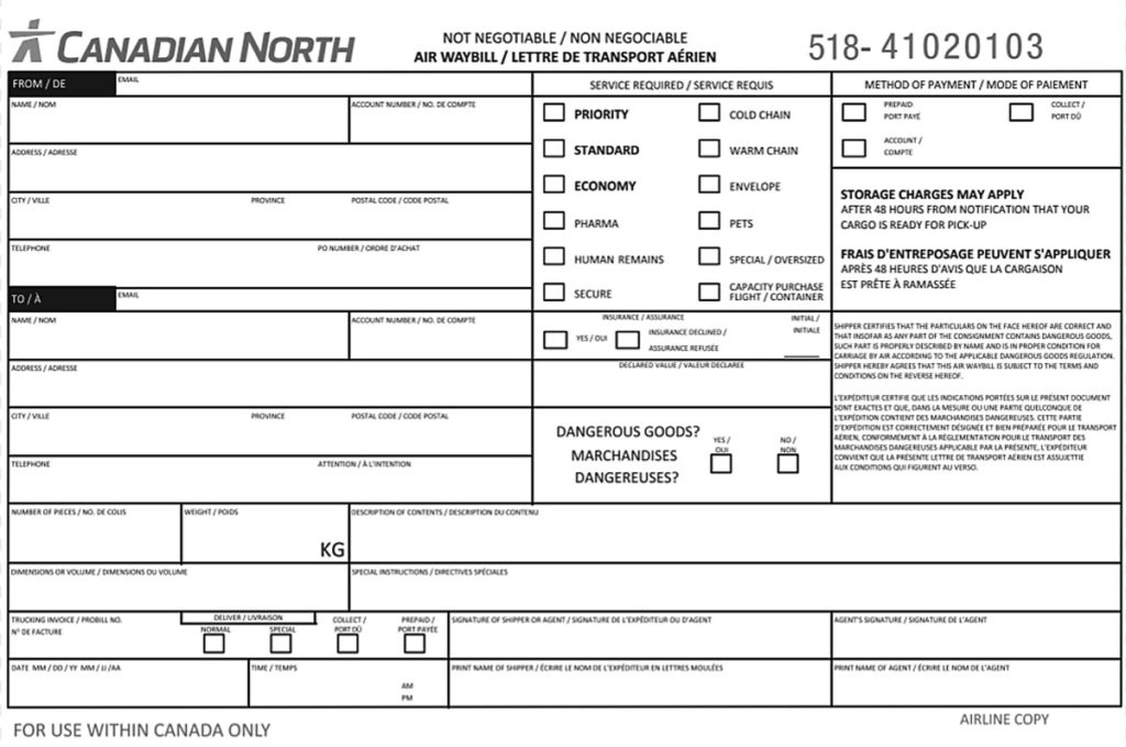 Your Air Waybill Canadian North